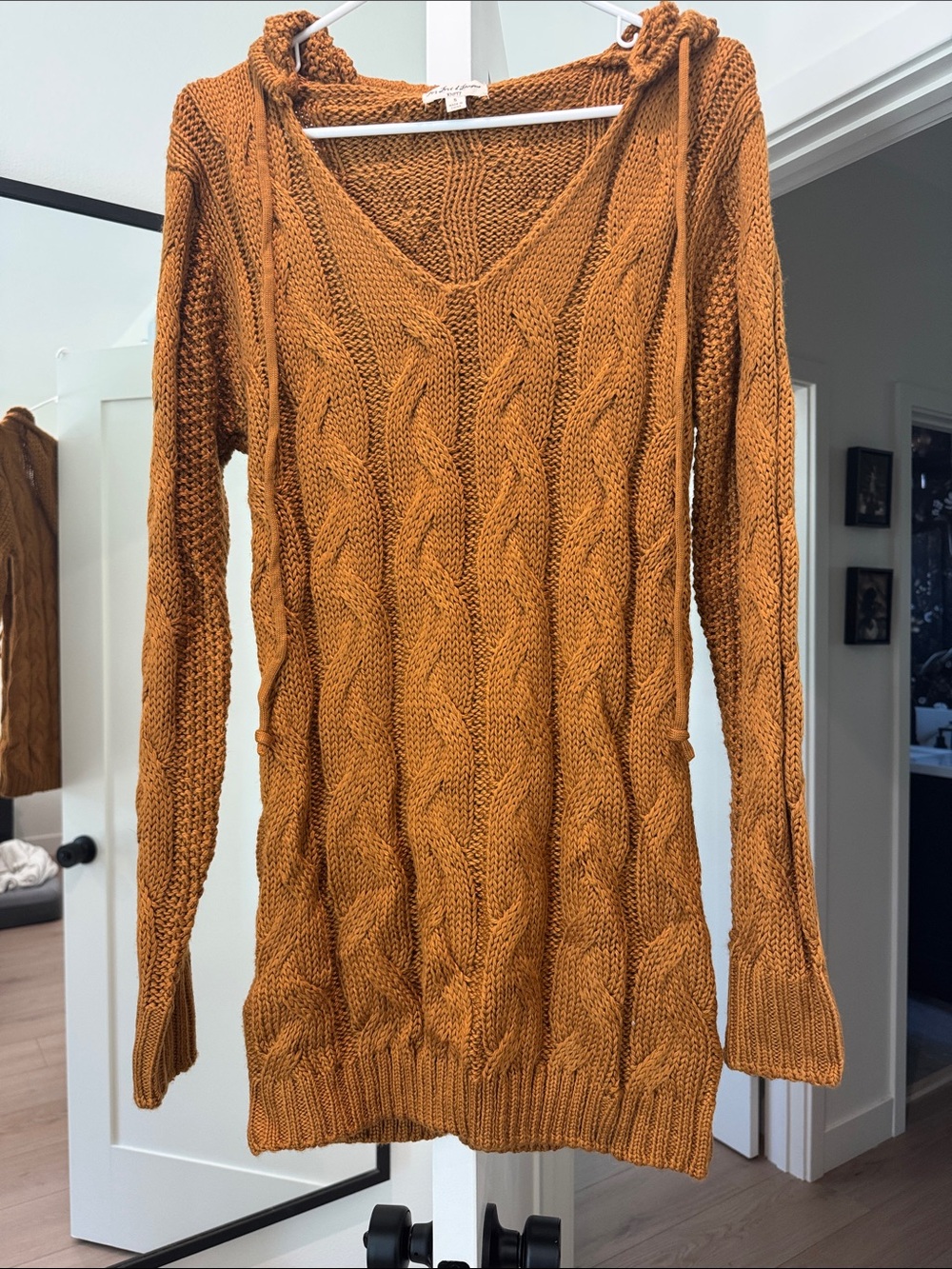 For love and lemons hooded cable knit sweater dress s
